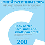 Creditreform zg Downloads Bonitätszertifikat 2024 Haas Garten-, Dach- und Landschaftsbau GmbH